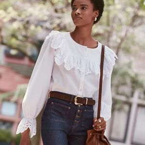Loft Eyelet White Blouse Large